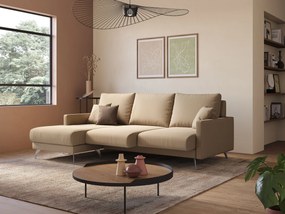 Klimt Divano angolare con sedute scorrevoli in tessuto morbido smacchiabile T05 beige