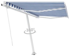Tenda da Sole Retrattile Manuale 300x250 cm Blu e Bianca