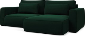 Divano angolare verde allungabile/con contenitore (con penisola a destra/con chaise lounge) con rivestimento in velluto Kapua – Makamii
