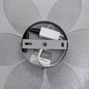 Plafoniera di design argento con vetro fumé a coste - Kemner