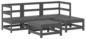 Set Salotto da Giardino 5 pz Grigio in Legno Massello di Pino