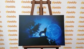 Quadro su tela – Lupo alla luna piena