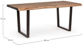 Tavolo ELMER in legno di acacia e gambe in acciaio nero, 180&#215;90 cm