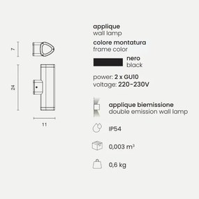 Applique RAV per esterni in alluminio verniciato NERO Grande