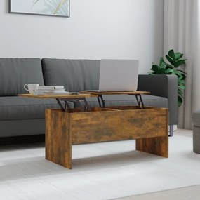 Tavolino salotto rovere fumo 102x50,5x46,5 cm legno multistrato