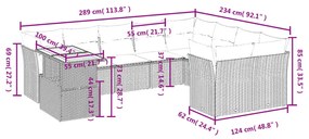 Set divano da giardino 10 pz con cuscini beige in polyrattan