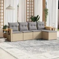 Set Divano da Giardino 5 pz con Cuscini Beige in Polyrattan 3226759