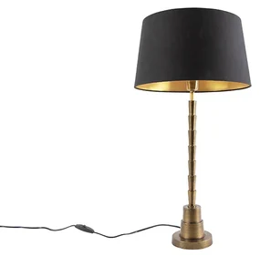 Lampada da tavolo Art Déco bronzo con paralume in cotone nero 35 cm - Pisos