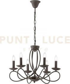 Lampadario ginevra corten 6 luci attacco e14 56x120cm con candelier...