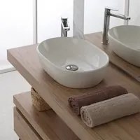 Lavabo da Appoggio Bagno Ovale in Ceramica Lavandino Ciotola