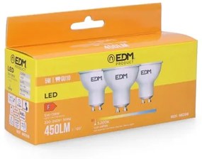 Confezione da 3 lampadine LED EDM F 5 W GU10 450 lm Ø 5 x 5,5 cm (3200 K)