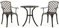 Set da Bistrot 3 pz in Alluminio Pressofuso Bronzo 315591