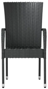 Set mobili da pranzo per giardino 3 pz polyrattan nero