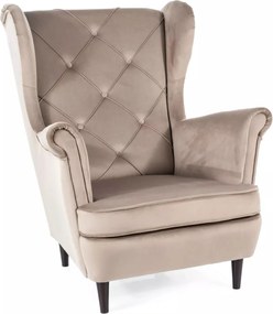 Poltrona Lady Velvet in velluto beige scuro – 82x92x101 cm