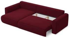 Divano angolare burgundy allungabile/con contenitore (con penisola a sinistra/con chaise lounge) con rivestimento in velluto Kapua – Makamii