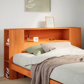 Testiera Con Ripiani Marrone Cera 160 Cm İn Legno Di Pino /