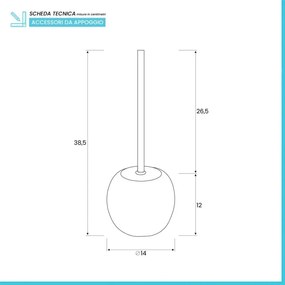 Portascopino Tondo Ceramica Grigio e manico in acciaio Oslo