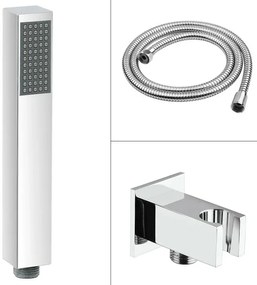Set doccia cromato con braccio soffione rettangolare 25x15 e kit doccia
