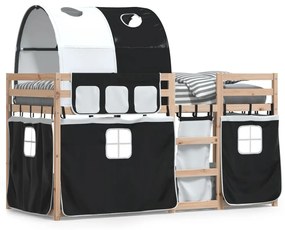 Letto A Castello Senza Materasso Bianco E Nero 75x190 Cm İnpino /
