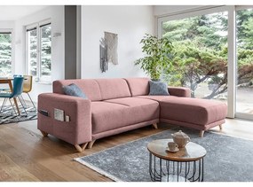 Divano angolare rosa allungabile e con contenitore Classy Sophie – Miuform