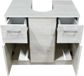 Mobile copricolonna sottolavabo 2 ante 2 cassetti Quercia Bianco