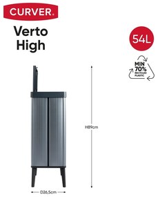 Cestino per la spazzatura blu touch in plastica riciclata 54 l Verto High - Curver