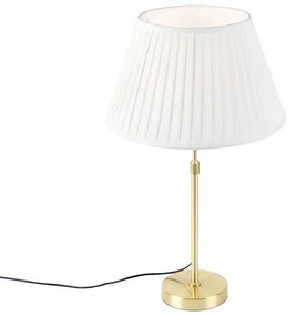 Lampada da tavolo oro / ottone con paralume plissettato crema 35 cm - Parte