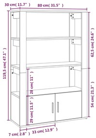 Credenza Nera 80x30x119,5 cm in Legno Multistrato