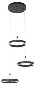 Lampada a sospensione nera rotonda con LED dimmerabile a 3 livelli 3 luci - Lyani
