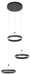 Lampada a sospensione nera rotonda con LED dimmerabile a 3 livelli 3 luci - Lyani