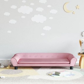 Divano Per Bambini Rosa 100x50x26 Cm İn Velluto /