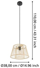 Eglo 43852 - Lampadario a sospensione con filo HYKEHAM 1xE27/40W/230V