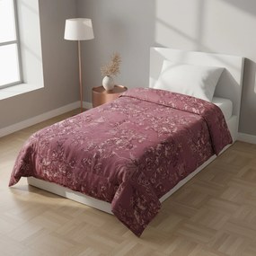 Trapunta singola vinaccia floreale