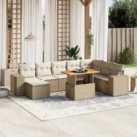 Set Divano da Giardino 9 pz con Cuscini Beige in Polyrattan 3272773