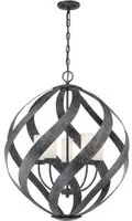 Lampadario Per Esterno Nordico Blacksmith Acciaio Nero Antico Vetro 5 Luci E14