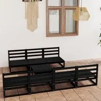 Set Divani da Giardino 8 pz Nero in Legno Massello di Pino 3075353