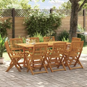 Set da pranzo da giardino 9pz 180x90x75cm legno massello acacia