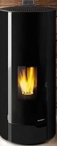 Palazzetti Nina 8 Stufa A Pellet Ecofire ad Aria con porta in vetro stondata acciaio Nero