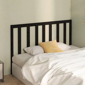 Testiera per letto nera 156x4x100 cm in legno massello di pino