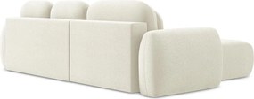 Divano angolare beige allungabile/con contenitore (con penisola a sinistra/con chaise lounge) con rivestimento in bouclé Pele – Makamii