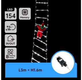 Aigostar - Decorazione natalizia LED da esterno 154xLED/3,6W/230V/8 funzioni 1,6m IP44 bianco freddo