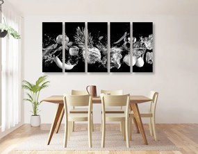 Quadri 5 pezzi – Frutta e verdura biologica in bianco e nero