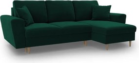 Divano angolare verde allungabile e con contenitore con rivestimento in velluto Kyoto – Cosmopolitan Design