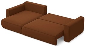 Divano angolare color terracotta allungabile/con contenitore (con penisola a sinistra/con chaise lounge) con rivestimento in velluto Kapua – Makamii
