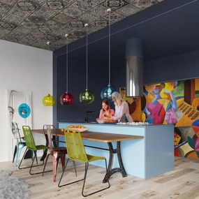 Lampada a sospensione verde con paralume in vetro ø 30 cm Bilbao - Sollux