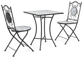 Set bistrot da giardino in mosaico con tavolino 60x60 e sedie pieghevoli Erice Bizzotto