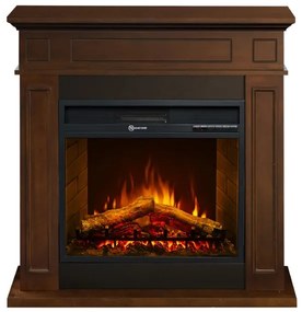 Camino elettrico da terra in legno Noce JEFFERSON L89,5 x H90,5 x P28 cm