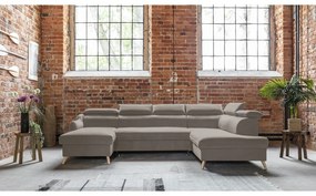 Divano letto angolare a U in velluto marrone chiaro (angolo destro) Sweet Harmony - Miuform