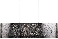 lampadario Metallo Argento 125 cm Sospensione Doppia Luce Astratta Tamburo Paralume Glam