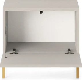 Comodino Cannettato 46 Cm 1 Anta Tortora Piedini Oro Zenith